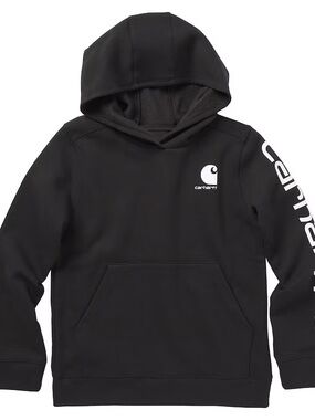 Carhartt kids boys size 7 black pullover hoodie arm logo